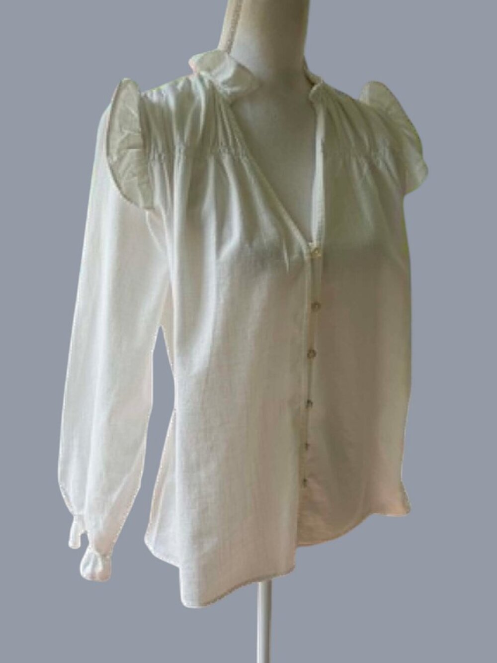 VINE AND LOVE Long Sleeve Blouse with Ruffle Detail NWT